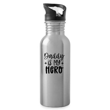 Papa est mon héros - Gourde avec paille intégrée - argent clair - Droite
