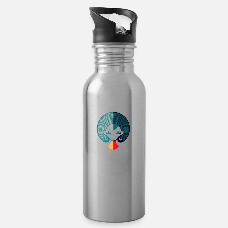 Abstract Capricorn - Water bottle with straw - silver