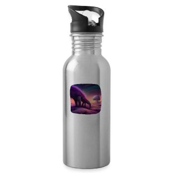 Fantasy creature mystical - Water bottle with straw - silver - Right