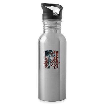 Stars and Stripes American Dog - Trinkflasche mit integriertem Trinkhalm - Lightsilver - Rechts