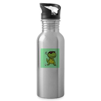 dinosaur - Water bottle with straw - silver - Right