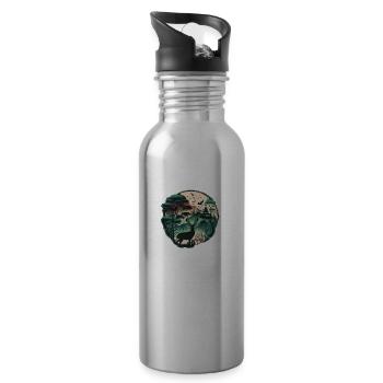Forest with deer - Water bottle with straw - silver - Right