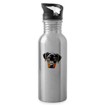 Doberman Dresseur Doberman Chien Doberman Chiot - Gourde avec paille intégrée - argent clair - Droite