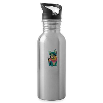 Playful Puppy - Water bottle with straw - silver - Right