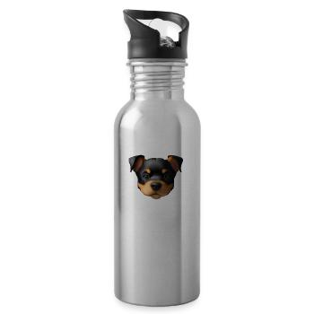 Dogs Rottweiler Dog Puppy Rottweiler Puppy - Water bottle with straw - silver - Right