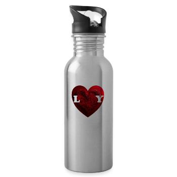 Love You, sagen Verliebte in Kurzform - Trinkflasche mit integriertem Trinkhalm - Lightsilver - Rechts