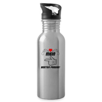 mein bester freund 2 - Trinkflasche mit integriertem Trinkhalm - Lightsilver - Rechts
