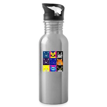 A008 - Trinkflasche mit integriertem Trinkhalm - Lightsilver - Rechts