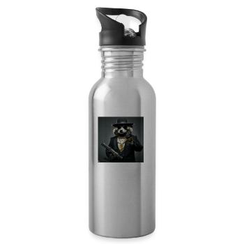 Gangster Raccoon - Water bottle with straw - silver - Right