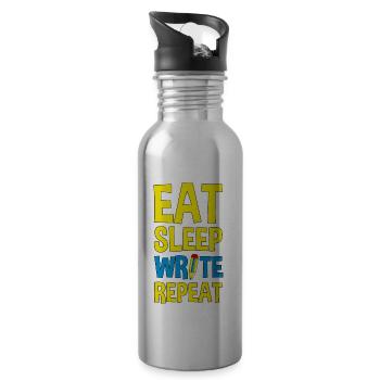 Eat Sleep Write Repeat 4 - Water bottle with straw - silver - Right