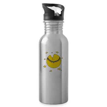 Fledermäuse auf dem Mond - Trinkflasche mit integriertem Trinkhalm - Lightsilver - Rechts