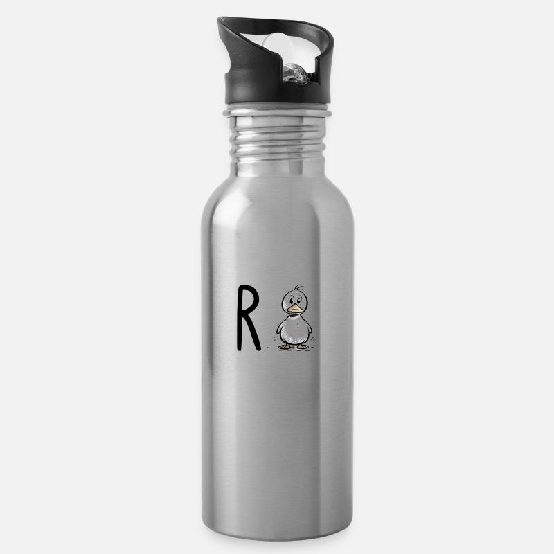 Rente Ente - Trinkflasche mit integriertem Trinkhalm - Lightsilver