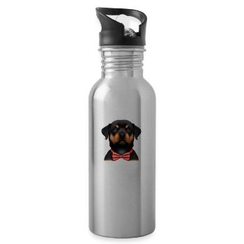 Rottweiler avec nœud papillon chiot chien costume chiens - Gourde avec paille intégrée - argent clair - Droite