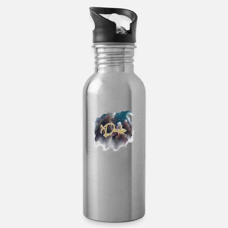 Danke - Trinkflasche mit integriertem Trinkhalm - Lightsilver