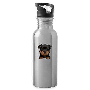 Rottweiler Dog Rottweiler Puppy Dogs Puppy - Water bottle with straw - silver - Right
