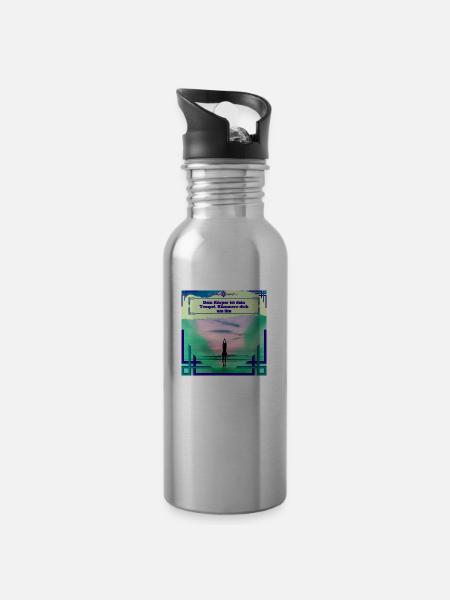 Relax Entspannung - Trinkflasche mit integriertem Trinkhalm - Lightsilver