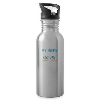 My Fishing Buddies call me Grandpa - Water bottle with straw - silver - Right