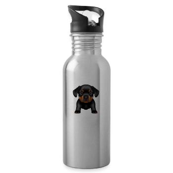 Rottweiler Hund Hunde Rottweilerwelpe Hundewelpe - Trinkflasche mit integriertem Trinkhalm - Lightsilver - Rechts