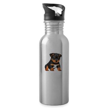 Rottweiler Puppy Dogs Rottweiler Dog Puppy - Gourde avec paille intégrée - argent clair - Droite