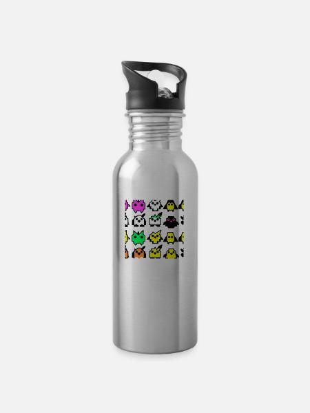 Angry Invaders - Trinkflasche mit integriertem Trinkhalm -