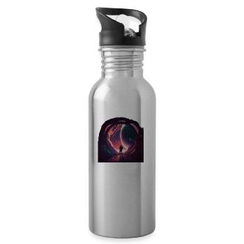 end of the space - Water bottle with straw - silver - Right