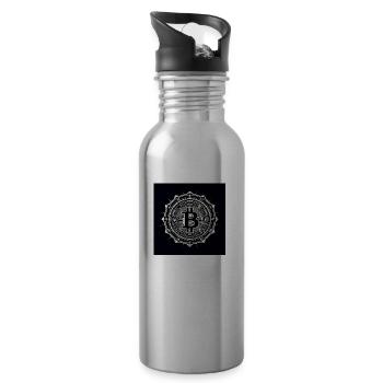 Logo bitcoin noir blanc moderne - Gourde avec paille intégrée - argent clair - Droite
