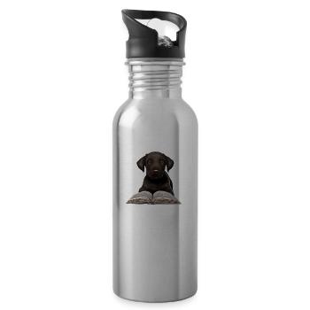 Labradorbesitzer Buch lesen Labrador Retriever - Trinkflasche mit integriertem Trinkhalm - Lightsilver - Rechts