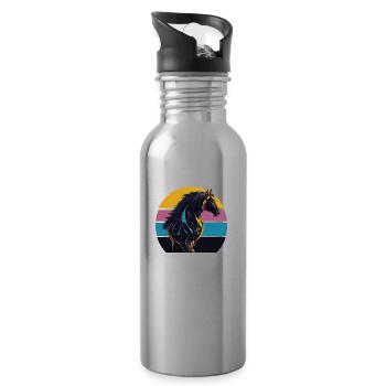 Stallion Pferd Sunset - Trinkflasche mit integriertem Trinkhalm - Lightsilver - Rechts