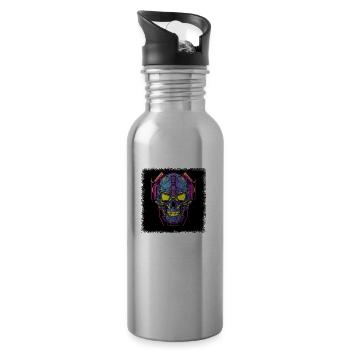 Death Happy Fun Baby Skeleton Tshirts Gift - Water bottle with straw - silver - Right