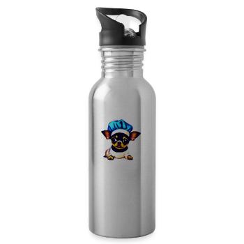 Chihuahua Dogs Dog Restaurateur Chihuahua Puppy - Water bottle with straw - silver - Right