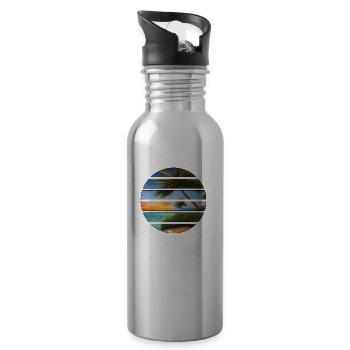 Palm Island Summer Holiday Sun Palm Beach - Water bottle with straw - silver - Right