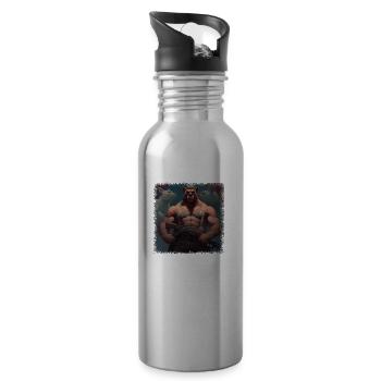 grumbler gift idea birthday polar bear bday - Trinkflasche mit integriertem Trinkhalm - Lightsilver - Rechts