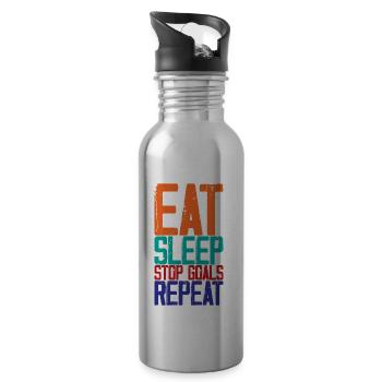 Eat Sleep Stop Goals Repeat 3 - Trinkflasche mit integriertem Trinkhalm - Lightsilver - Rechts