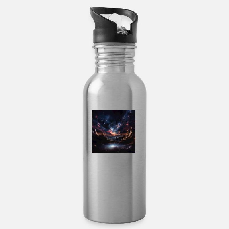 Raum - Trinkflasche mit integriertem Trinkhalm - Lightsilver