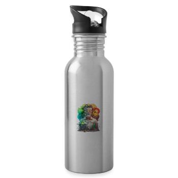 Kernenergie Spruch für Kernenergie - Trinkflasche mit integriertem Trinkhalm - Lightsilver - Rechts