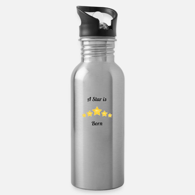 Rock Star - Trinkflasche mit integriertem Trinkhalm - Lightsilver