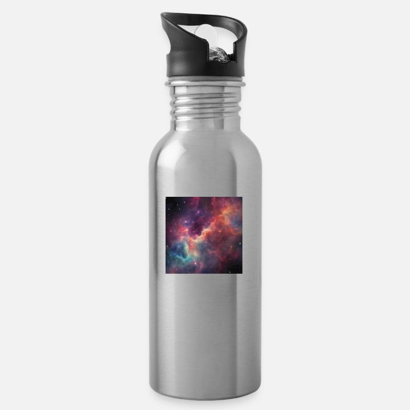 A.I. Nebula Galaxy - Trinkflasche mit integriertem Trinkhalm - Lightsilver