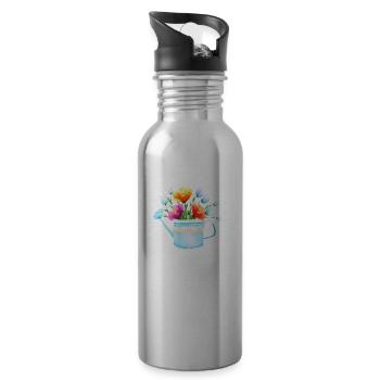 Blume Hobbygärtner Geschenk Blumen Garten Gärtner - Trinkflasche mit integriertem Trinkhalm - Lightsilver - Rechts