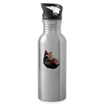 Chat Propriétaire de chat Chaton domestique - Gourde avec paille intégrée - argent clair - Droite