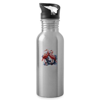 Zwei elegante japanische Kraniche - Trinkflasche mit integriertem Trinkhalm - Lightsilver - Rechts