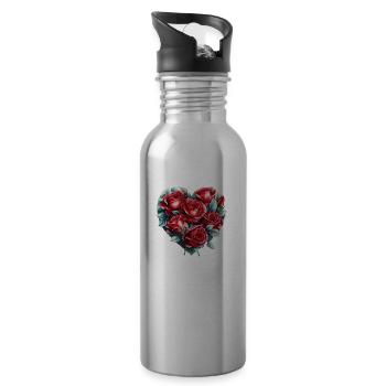Amour Fiançailles Fête des mères Saint-Valentin Mariage - Gourde avec paille intégrée - argent clair - Droite