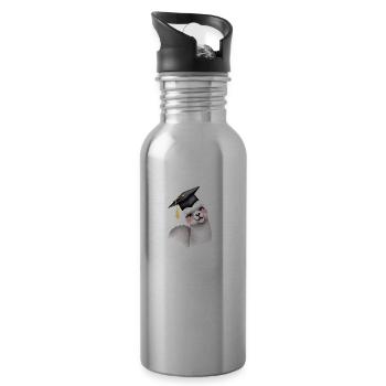 Bachelor Schulabschluss Alpaka Studium Absolvent - Trinkflasche mit integriertem Trinkhalm - Lightsilver - Rechts