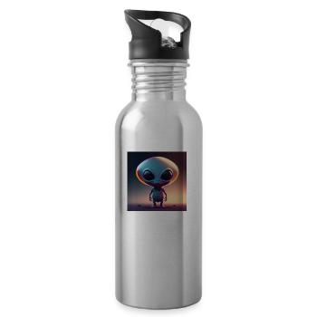 Joyeux Halloween mignon extraterrestre effrayant drôle effrayant - Gourde avec paille intégrée - argent clair - Droite