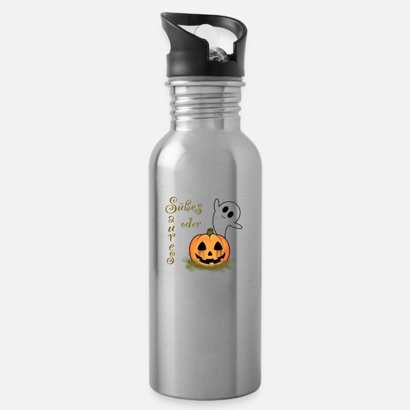 Halloween - Trinkflasche mit integriertem Trinkhalm - Lightsilver