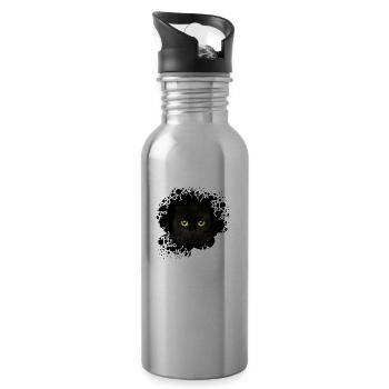 Katze - Trinkflasche mit integriertem Trinkhalm - Lightsilver - Rechts