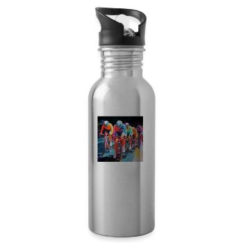 Neon Cyclists - Water bottle with straw - silver - Right