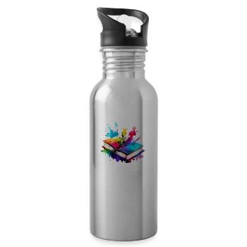 Buch Lesen Geschenk Bücher Leser Buchliebhaber - Trinkflasche mit integriertem Trinkhalm - Lightsilver - Rechts