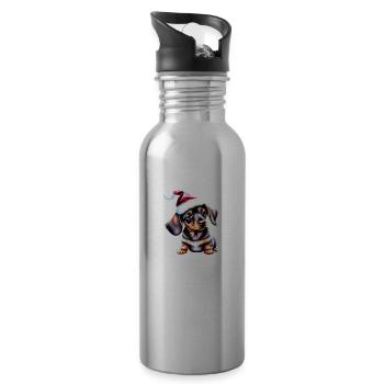 Teckel Noël Noël Chien Teckel Chiot - Gourde avec paille intégrée - argent clair - Droite