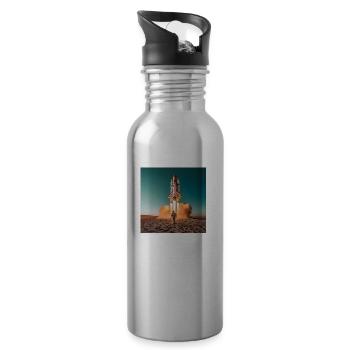 astronaute avec fusée - Gourde avec paille intégrée - argent clair - Droite