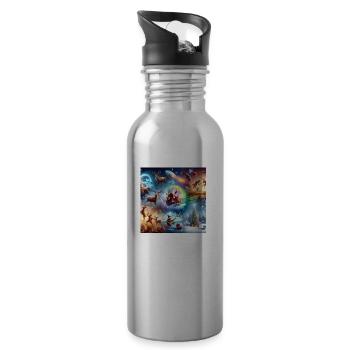Christmas Midnight Mass Gifts Christmas Tree Santa Claus - Water bottle with straw - silver - Right